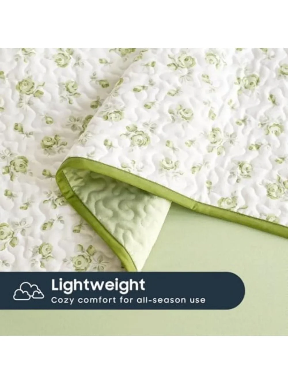 Floral Quilt Set - Cottagecore Shabby Chic Reversible Bedspread, 3 Pieces